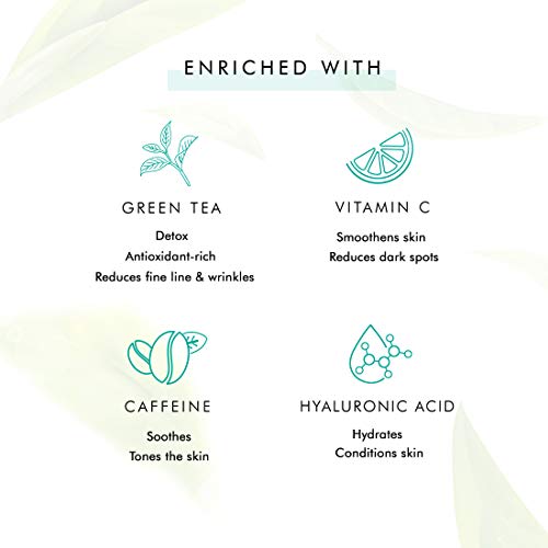 mCaffeine Green Tea Night Gel (50ml) with Vitamin C | Upto 72 Hrs Hydration and Reduces Fine Lines & Dark Spots| Night Cream with Calming Aroma for a Glowing Skin