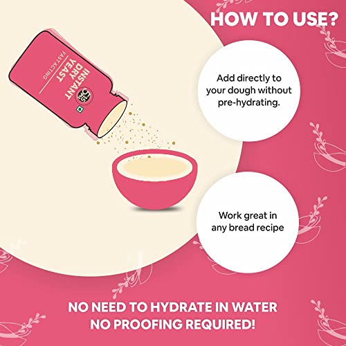 5:15PM Instant Dry Active Yeast Powder for Baking Bread and Pizza, 100 g