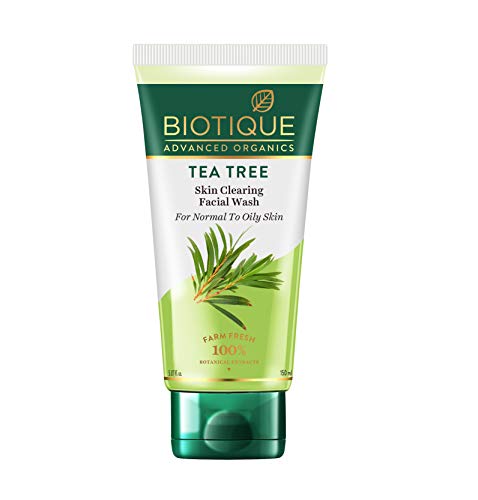 Biotique Tea Tree Skin Clearing Normal to Oily Skin Face Wash, 150 ml | Treats Acne, Pimples, Clear Skin | Paraben & SLS Free