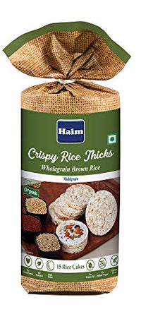 HAIM Organic Crispy Rice Thick Wholegrain Brown Rice Cakes with Multigrain (Jowar, Bajra & Ragi) (Vegan, All Natural, Gluten Free), 110 g