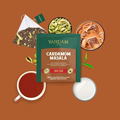VAHDAM, Chai Tea Sampler, 5 TEAS - Tea Variety Pack | Assorted Chai Tea Bags | Cardamom Tea Bags, Cinnamon Tea Bags, Turmeric Masala Chai Tea Bags | 20 Ct | Tea Gift Set