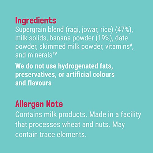 Slurrp Farm Baby Cereal, Ragi, Rice and Banana with Milk, Instant Healthy Food, NO Sugar NO Salt, Made with Multigrain Millets and Dates Powder, 200 g