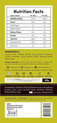 A Diabetic Chef Hazelnut Belgian Sugar-Free Dark Chocolate | Vegan, 40 g