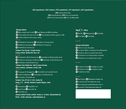VAHDAM, Organic Chamomile Herbal Tea (15 Pyramid Tea Bags) Caffeine Free, Non-GMO, USDA Organic Ingredients- Chamomile Tea | Floral Flavor | Night Time Beverage, Soothing Tisane