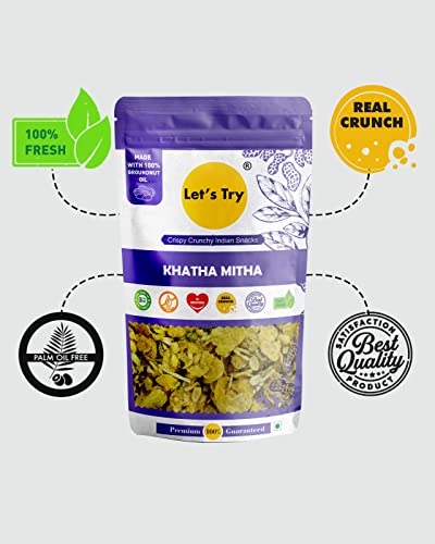 Let's  Try Khatta Meetha -| Made with Pure Groundnut Oil | Snack Without Palm Oil | No additives & Preservatives | 100% Natural Indian Authentic Taste |250gm