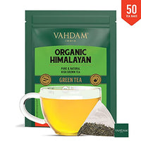 VAHDAM Organic Pure Himalayan Green Tea Bags (50 Green Tea Bags) - USDA Certified Organic Detox Green Tea for Weight Loss (Slim Tea)