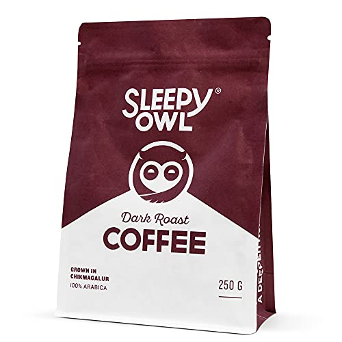 Sleepy Owl Dark Roast Ground Coffee - 100% Arabica Coarse Grind Coffee (Cold Brew, French Press) 250 gms | Freshly Roasted & Ground