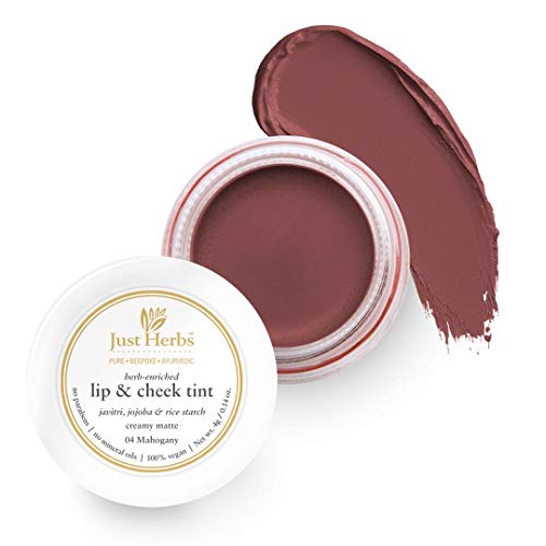 Just Herbs Ayurvedic, Natural Lip & Cheek Tint, Blush For Women- SLS, Chemical & Paraben Free - 04 Mahogany (Creamy Matte)