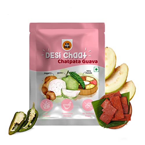 GO DESi - DESi Chaat - Chatpata Gauva | Pack of 10 x 18g | Fruit Snacks | Dried Guava | Dehydrated Fruit