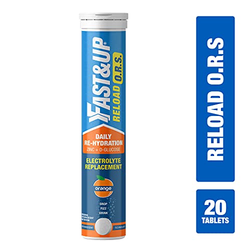 FAST&UP Reload O.R.S, Effervescent Electrolyte Tablets for Daily Rehydration, Orange Flavour - 20 Effervescent Tablets, Blue