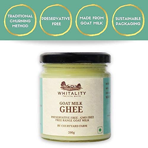 Courtyard Farms Goat Milk Ghee - 100% Natural I Grass Fed I Traditional I 200 Gram Glass Bottle Jar