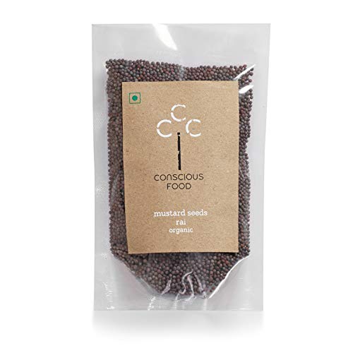 Conscious Food Organic Mustard Seeds | Whole Mustard Blac Indian Spice | Value Pack | Whole Black Sarso - 100g Pack of 4 (100g x 4)