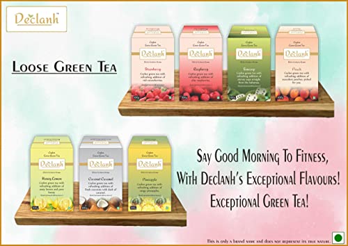Declanh Ceylon Green Tea Peach, Loose Leaf 100 Grams | Helps in Weight Loss, Stress relief and Improving Metabolism rate |Ceylon Green tea with the refreshing addition of succulent peaches| Rich And Exclusive Aroma