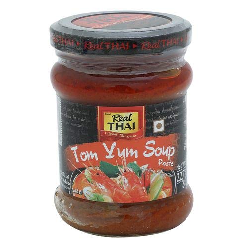 Real THAI Original Thai Cuisine Tom Yum Soup Paste, 227g (Pack of 1), Black & Red