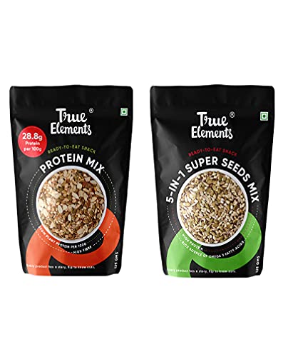 True Elements Seeds Combo for Eating 250g (Protein Mix Seeds 125g + 5 in 1 Seeds Mix 125g) - Protein Snacks | Nuts and Seeds
