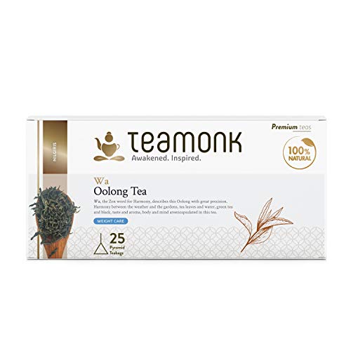 Teamonk Wa High Mountain Oolong Tea - 25 Biodegradable Pyramid Tea Bags Filled With Whole Loose Leaves. Promotes Weight Loss and Boosts Metabolism