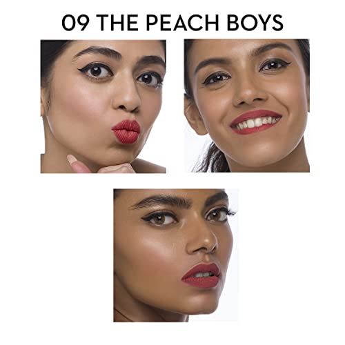 SUGAR Cosmetics - Matte Attack - Transferproof Lipstick - 09 The Peach Boys (Midtoned Peach) - 2 gms - Transferproof Lipstick Matte Finish, Lasts Up to 8 hours