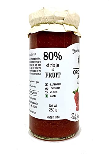 Orchard Lane Low Sugar Strawberry Jam - 80% Strawberries- No preservatives or Colours- 280 Grams