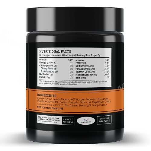 Ketofy - Keto Electrolytes (200g) | Sugar Free electrolytes for Optimal Hydration | Energy Drink | Orange Flavour | Workout for Men and Women