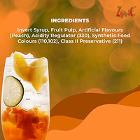 Zone Peach Flavoured Bar Syrup, 240ml Bottle | Suitable for Cocktails, Mocktail, Drinks, Juices, Beverages and More | Non Alchoholic Mix | 12 Flavours Available