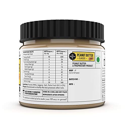 The Butternut Co. No stir Peanut Butter Classic (With Jaggery) Crunchy, 340 gm (No Added Sugar, Vegan, High Protein, Keto)