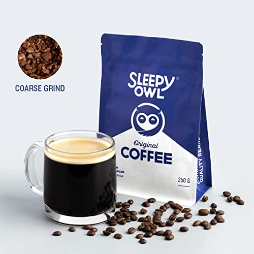 Sleepy Owl Original Blend Ground Coffee - 100% Arabica Coarse Grind Coffee (Cold Brew, French Press) 250 gms | Freshly Roasted & Ground