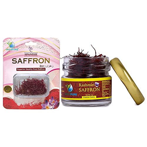 Vedapure Premium A++ Grade Kashmiri Saffron/Kesar Threads, 1gram (Kashmiri & Spanish Combo)
