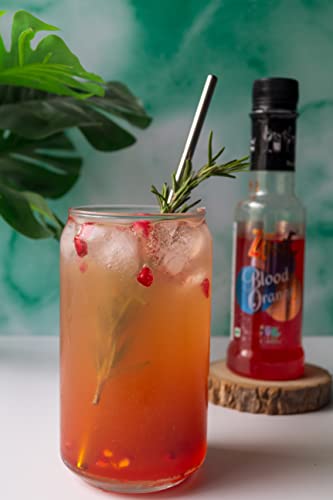 Zone Blood Orange Flavoured Bar Syrup, 240ml Bottle | Suitable for Cocktails, Mocktail, Drinks, Juices, Beverages and More | Non Alchoholic Mix | 12 Flavours Available