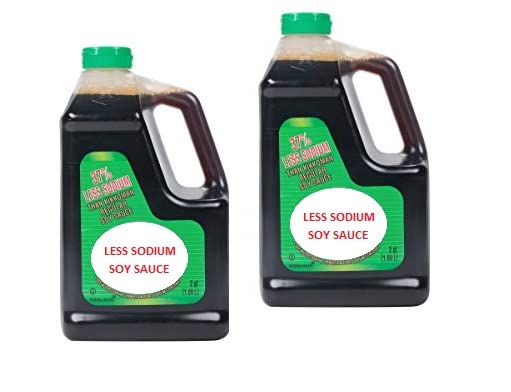 Kikkoman 38% Less Sodium Regular Soy Sauce Traditional Brewed 2 - 2qt./1.89L each