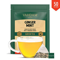 VAHDAM, Organic Ginger Mint Green Tea Bags- 50 Tea Bags | Aids Digestion | Refreshing Detox: with Ginger & Mint, Certified Organic Tea | Antioxidant Rich | Boosts Immunity