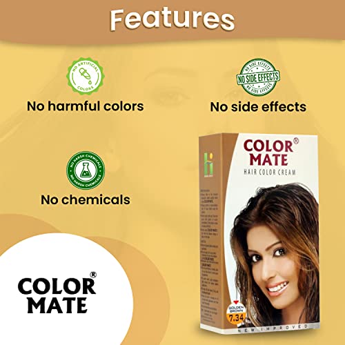 Color Mate Hair Color Cream, Golden Brown, 130ml (Pack of 2)