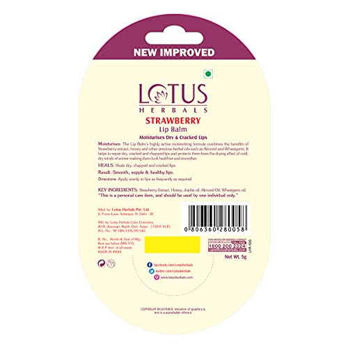 Lotus Herbals Lip Balm | Strawberry | 5g