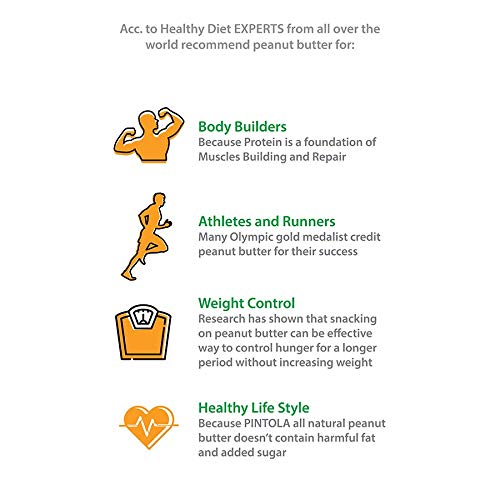 Pintola All Natural Peanut Butter (Crunchy) (350g (Pack of 1)) | Unsweetened | 30g Protein | Non GMO | Gluten Free | Vegan | Cholesterol Free