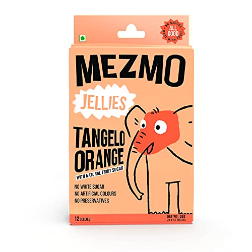 MEZMO Soft Jelly Fruit Candy with Natural Fruit Sugar 108gms 36 jellies (Pack of 3) - Tangelo Orange, Tarty Lemon, Very Strawberry