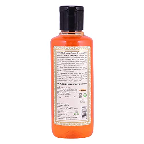 Khadi Herbal Orange and Lemongrass Body Wash, 210ml
