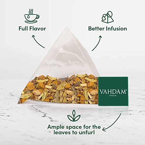 VAHDAM - Organic Spiced Turmeric Tea | USDA Organic Certified 15 Turmeric Tea Bags | Blend of Turmeric Powder & Fresh Spices | Herbal Tea for Weight Loss | 100% Natural Detox