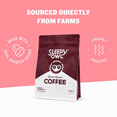 Sleepy Owl Dark Roast Ground Coffee | Medium Grind Coffee | 100% Arabica | Aeropress | Freshly Roasted & Ground | 250g