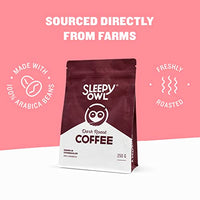 Sleepy Owl Dark Roast Ground Coffee | Medium Grind Coffee | 100% Arabica | Aeropress | Freshly Roasted & Ground | 250g