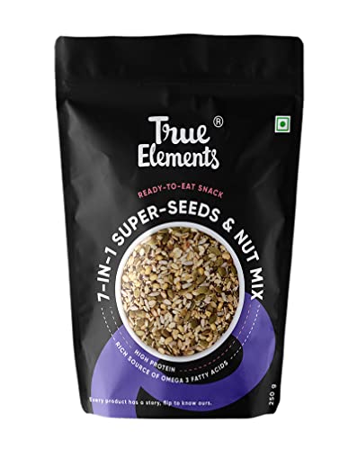 True Elements 7 in 1 Seeds and Nut Mix 250g - Seeds for Eating | Mix Seeds | Diet Snacks | Roasted Seeds