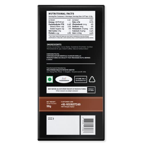 Ketofy - Dark Keto Chocolate (50g) | Sugar Free Unsweetened Intense Dark Chocolate | No Maltitol | Gluten Free