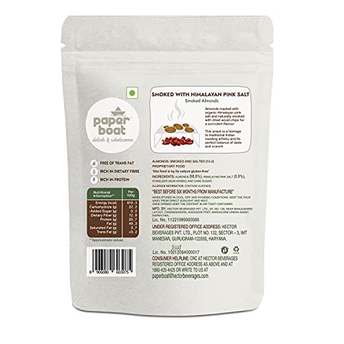 Paper Boat Premium Smoked and Roasted Almonds with Himalayan Pink Salt, Healthy Snack (200 g)