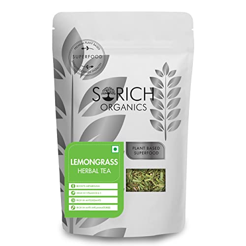 Sorich Organics Lemongrass Herbal Tea - 50 Gm - Organic Whole Loose Leaf Tea | Iced Tea | Good for Skin & Hair | High Antioxidants Tea | Boost Metabolism & Boosting Immunity | Weight Management