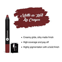 SUGAR Cosmetics - Matte As Hell - Crayon Lipstick -15 Stephanie Plum (Plum Mauve) - 3.5 gms - Bold and Silky Matte Finish Lipstick, Lightweight, Lasts Up to 12 hours