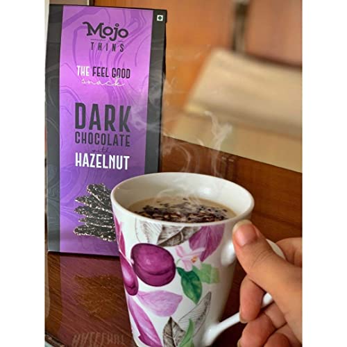 Mojo Bar Thins - 45% Dark Chocolate with Hazelnut (Vegan, Portion Controlled), 100 GM