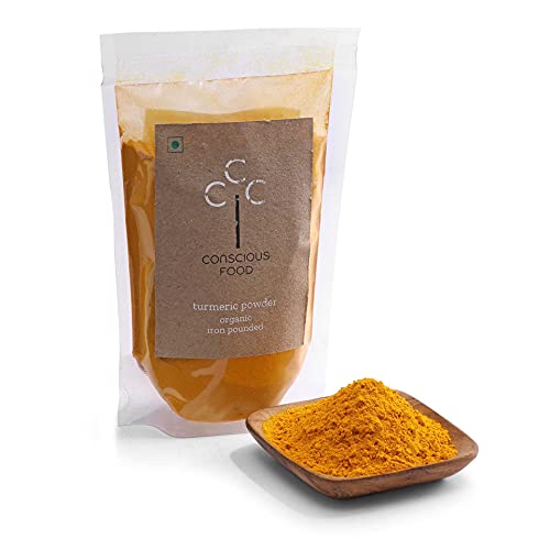 Conscious Food Turmeric Powder| Certified Organic | Antioxidant & Anti-Inflammatory | Iron-Pounded | Pure Haldi - 200g
