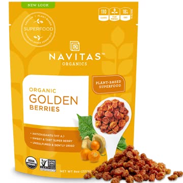 Navitas Organics Goldenberries, 8 oz. Bag, 8 Servings  Organic, Non-GMO, Sun-Dried, Sulfite-Free, 8 Ounce