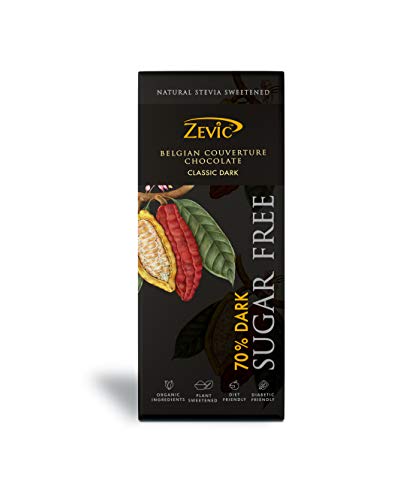 Zevic 70% Dark Belgian Sugar Free Keto Chocolate | Vegan | Diabetic Friendly | Healthy 40gm (Pack of 1)