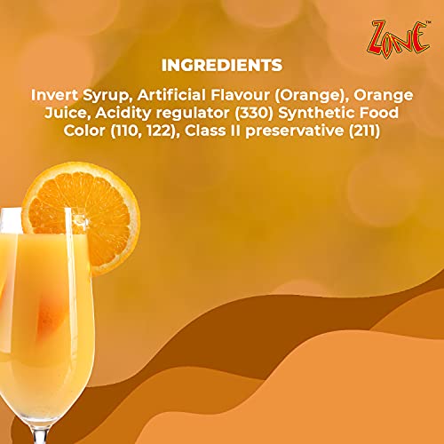 Zone Blood Orange Flavoured Bar Syrup, 240ml Bottle | Suitable for Cocktails, Mocktail, Drinks, Juices, Beverages and More | Non Alchoholic Mix | 12 Flavours Available