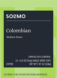 Solimo Coffee Pods, Colombian, Compatible with Keurig 2.0 K-Cup Brewers, 24 Count