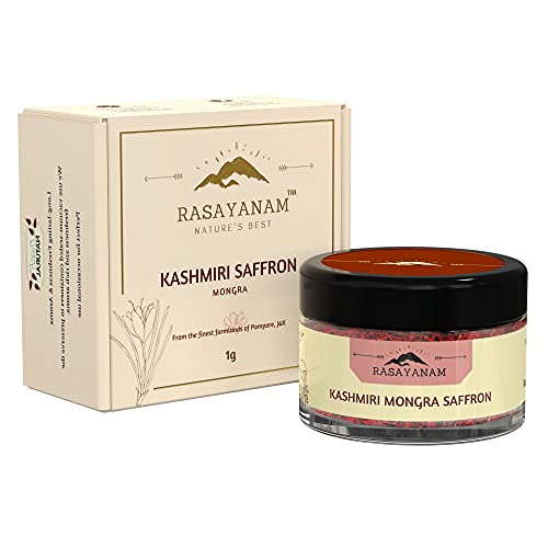 Rasayanam Pure Kashmiri Mongra Saffron/ Kesar | Tested Grade A as per ISO 3632 | From the finest farmland of Pampore, J&K